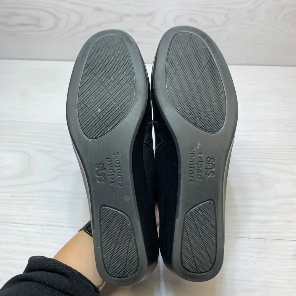 SAS Nora Womens Black Leather Slip On Loafer Wedge Size 10.5 N Orthotic Comfort